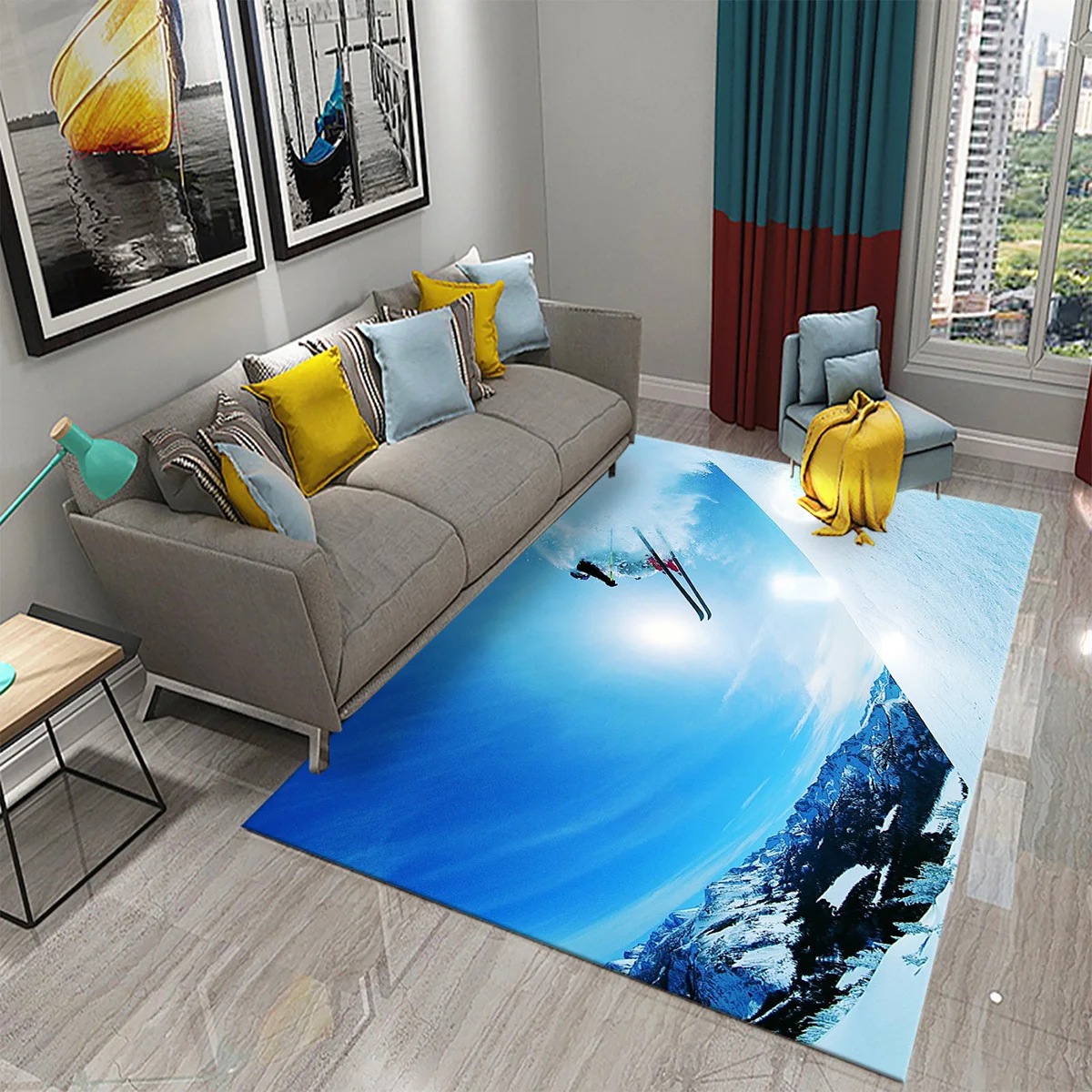 Ski Snow Mountain Theme Carpet - Outdoor Sport Live review and price